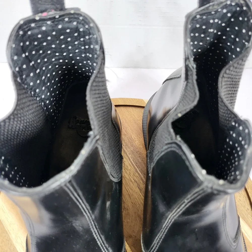 Dr Martens Flora Black Polished Smooth Leather Chelsea Boots Womens 9 UK 7 EU 41
